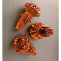 Original Victorian Flower Glass Cupboard Knob - Amber – Screw Fixing – Small